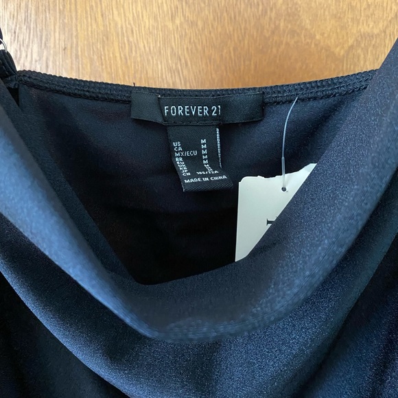 NWT Forever 21 Black Shimmer Stretch Bodysuit Size M - Picture 3 of 6